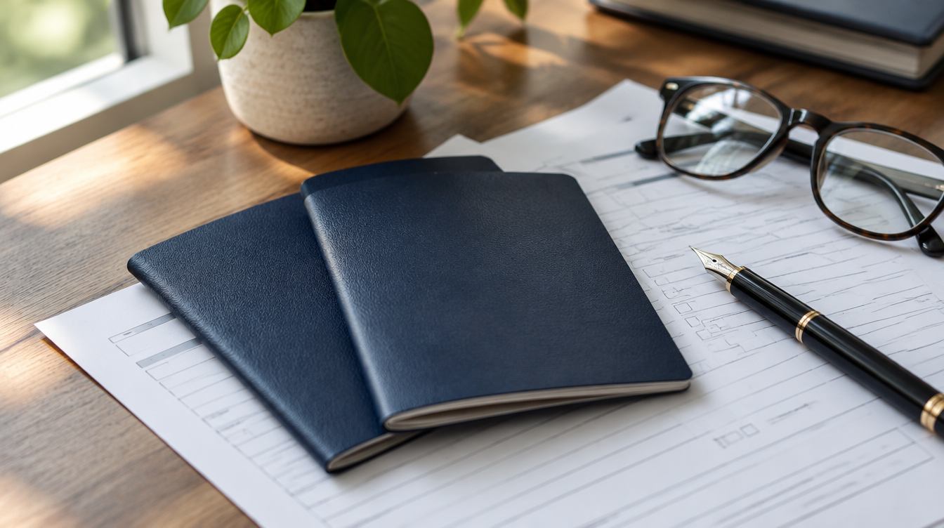 Passports and application forms on a desk